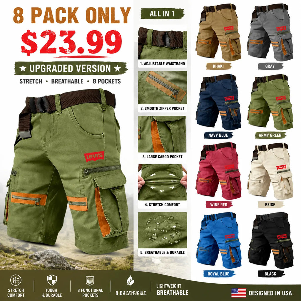 Men's Cargo Shorts Shorts Casual Shorts Multi Pocket Straight Leg  Zipper Pocket Plain
