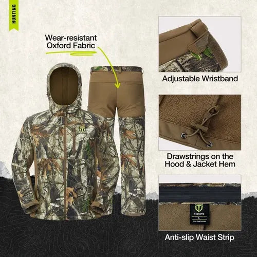 Men's Hunting Clothes,Silent Water Resistant Camo Hunting Suits