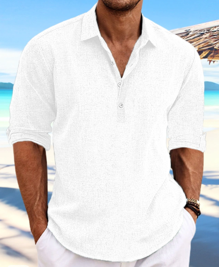 Men's linen shirt, summer shirt, beachwear, solid colour, casual holiday wear