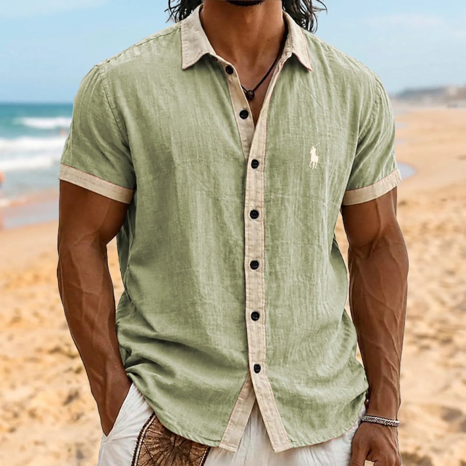 Men's Linen Shirt Summer Shirt Button-Down Shirt Beach Shirt