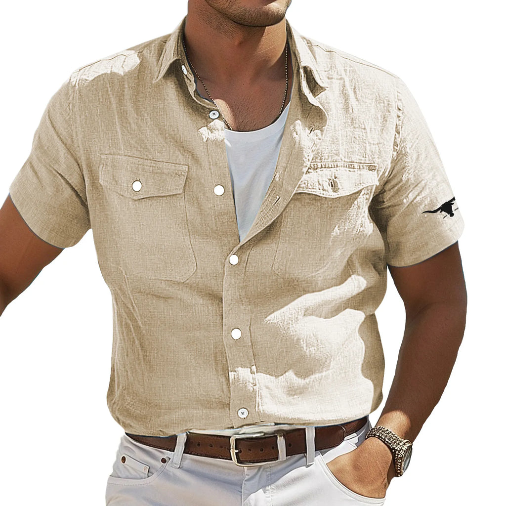 Men's Shirt Linen Shirt Summer Shirt Beach Shirt Solid Color Vacation Curise