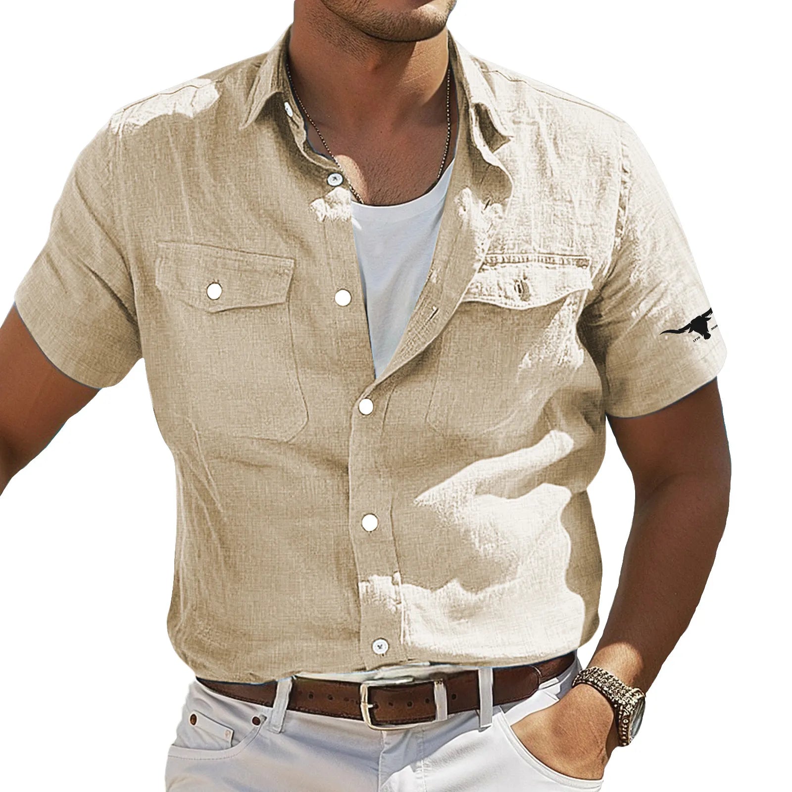 Men's Shirt Linen Shirt Summer Shirt Beach Shirt Solid Color Vacation Curise