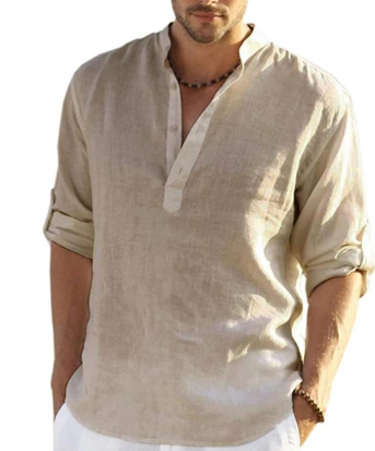 Men's hiking Henley T-shirt, outdoor quick-dry, lightweight, sweat-wicking, breathable