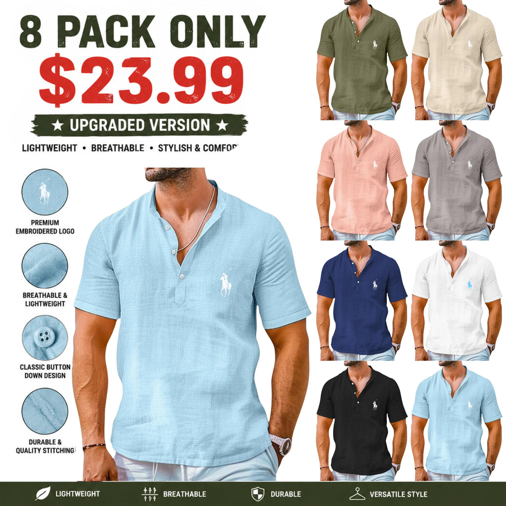 Men's Shirt Linen Shirt Popover Shirt Summer Shirt