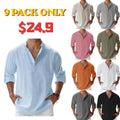 Men's Linen Pullover Casual Shirt, Beach Stand Collar, Solid Color, Perfect for Beach Vacation