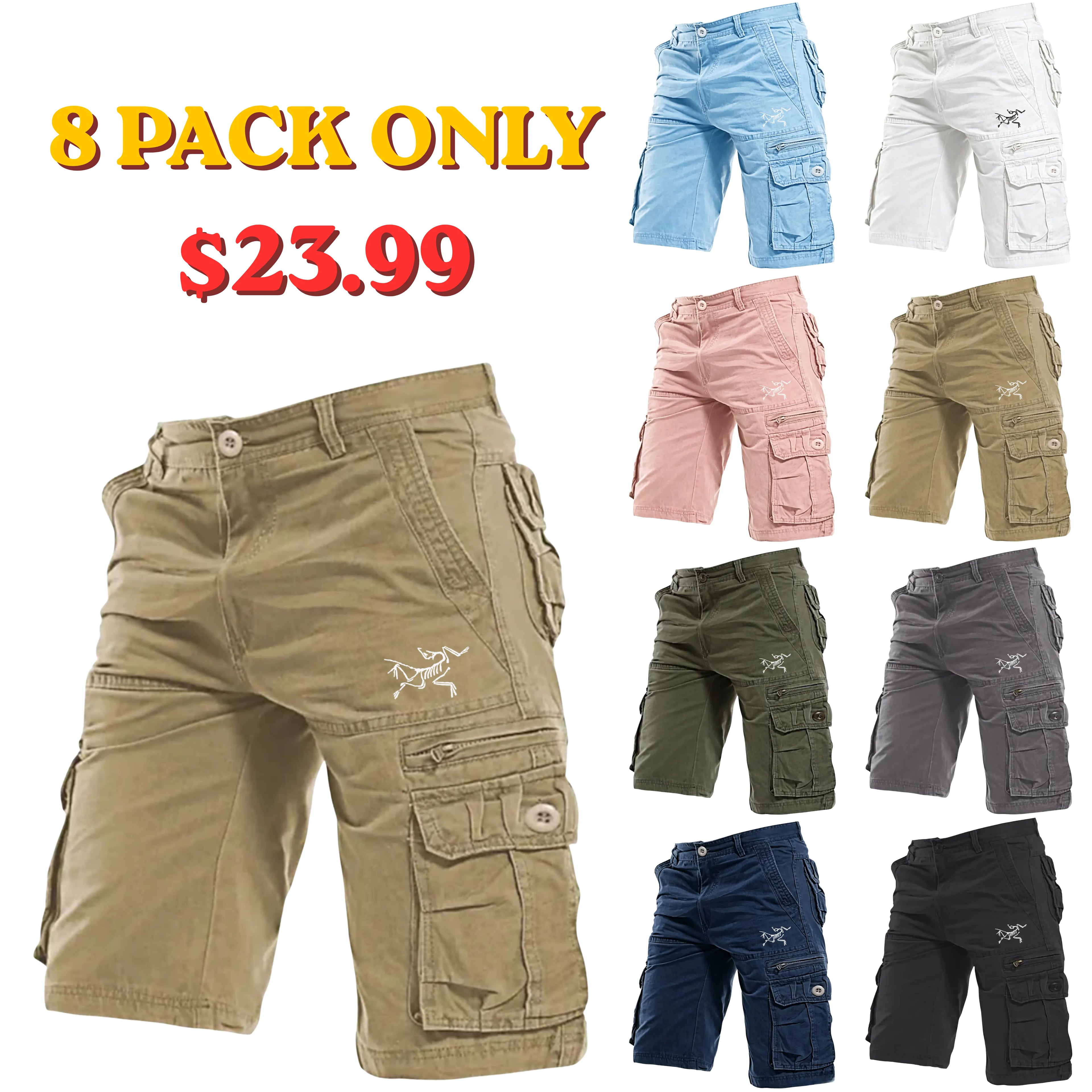Men's Cargo Shorts Hiking Shorts Zipper Pocket Flap Pocket Plain