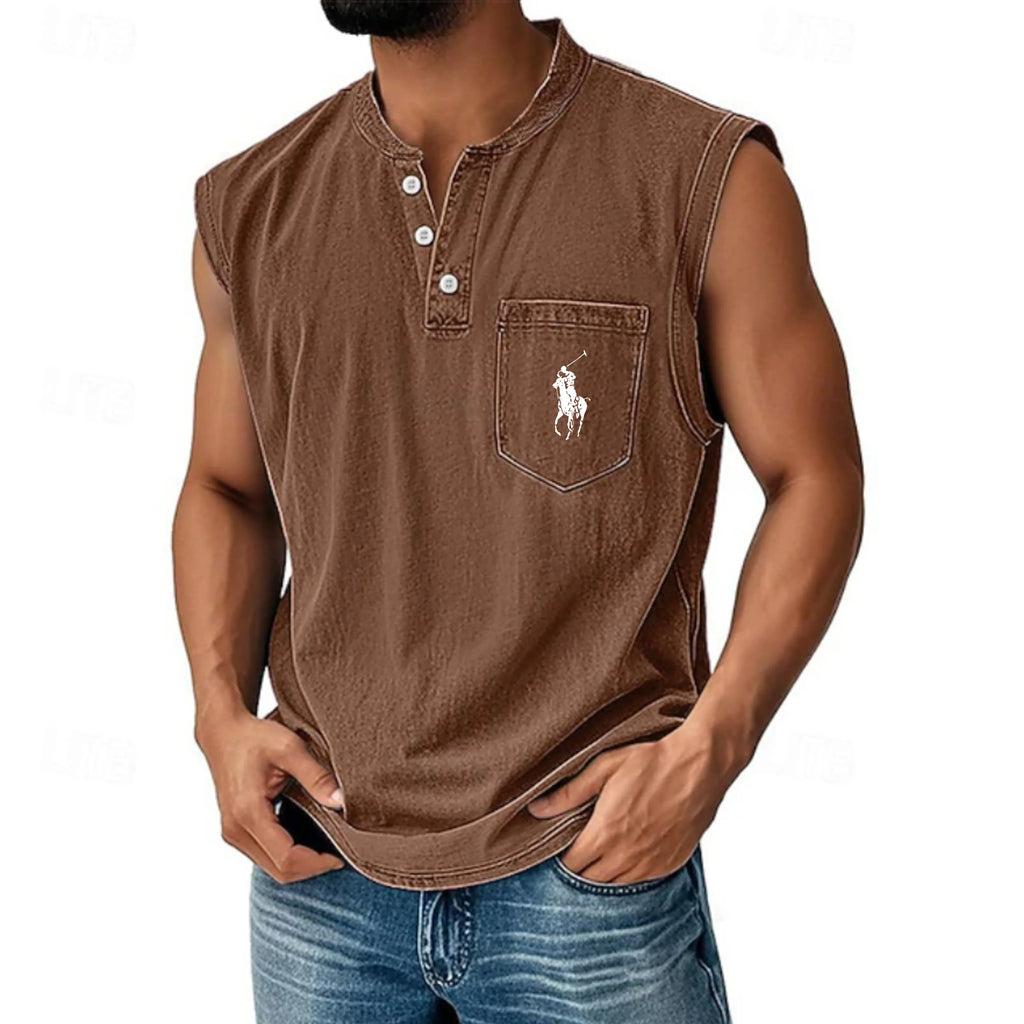 Men's Vintage Tank Top 100% Cotton Acid Wash Vest Top Undershirt Sleeveless Shirt