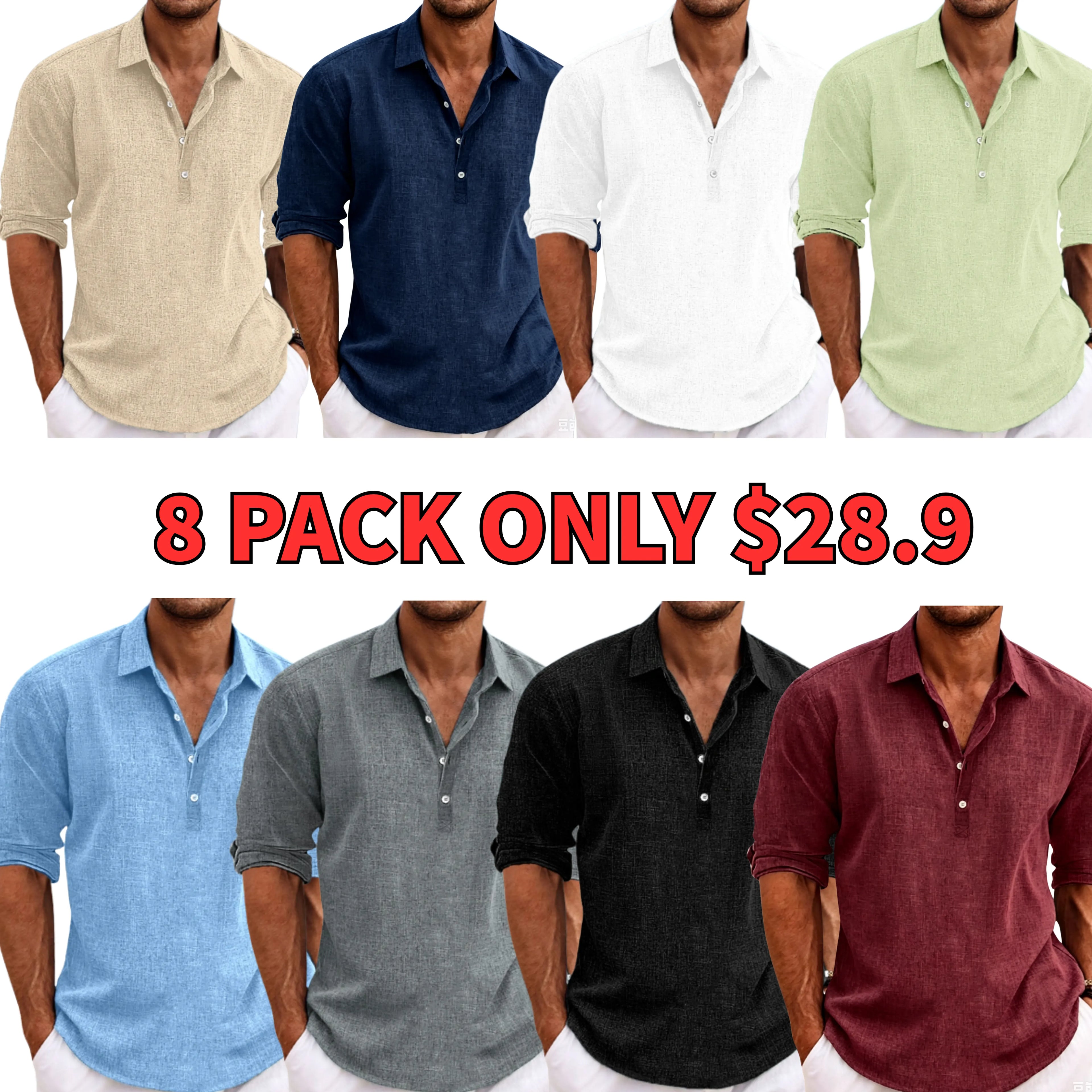 Men's linen shirt, summer shirt, beachwear, solid colour, casual holiday wear
