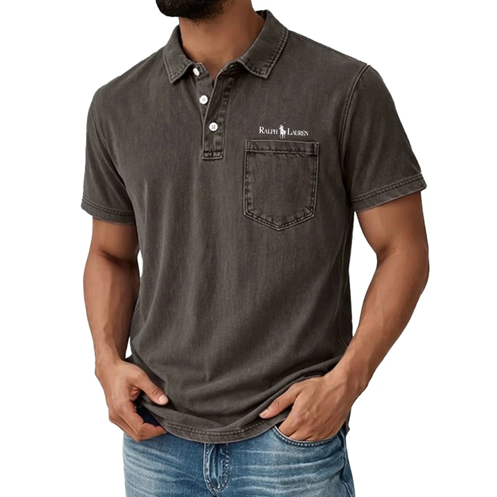 Men's Shirt Casual Shirt Denim Shirt Cotton Acid Wash Shirt
