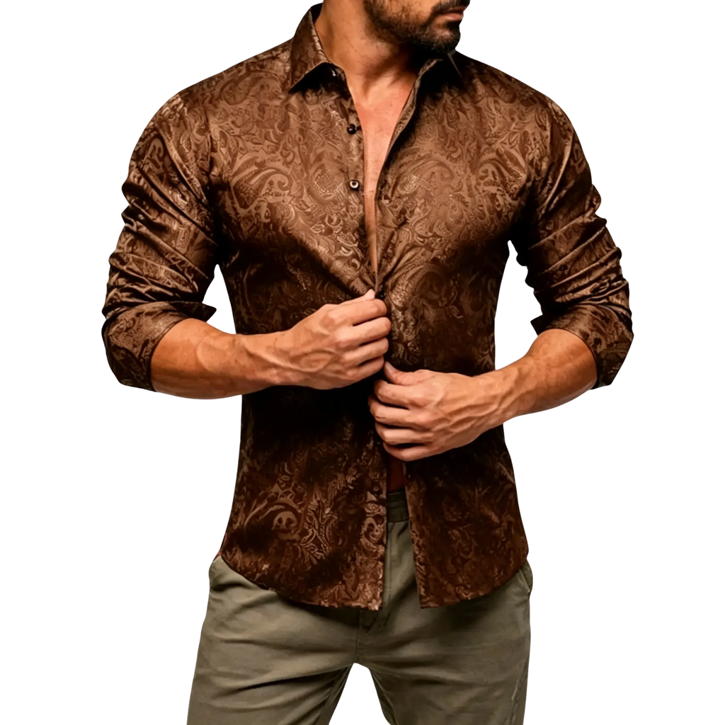 AILISUS Black Men's Paisley Shirt Business Sunscreen Anti-wrinkle Formal Shirt Button Shirt Simple Commuter Men's Summer Tops Casual Longsleeves Casual Soft Fit