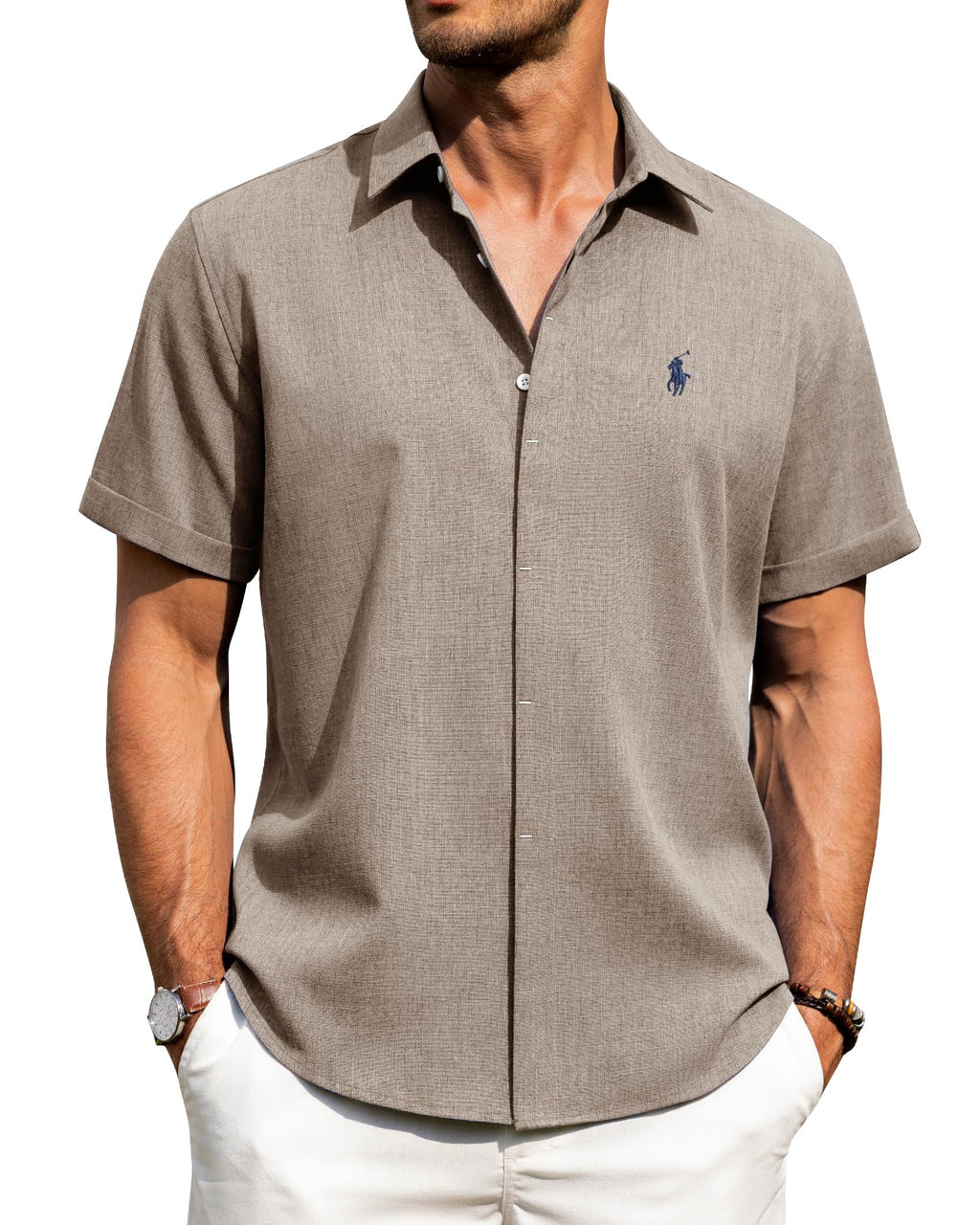 Men's Casual Cotton and Linen Shirt