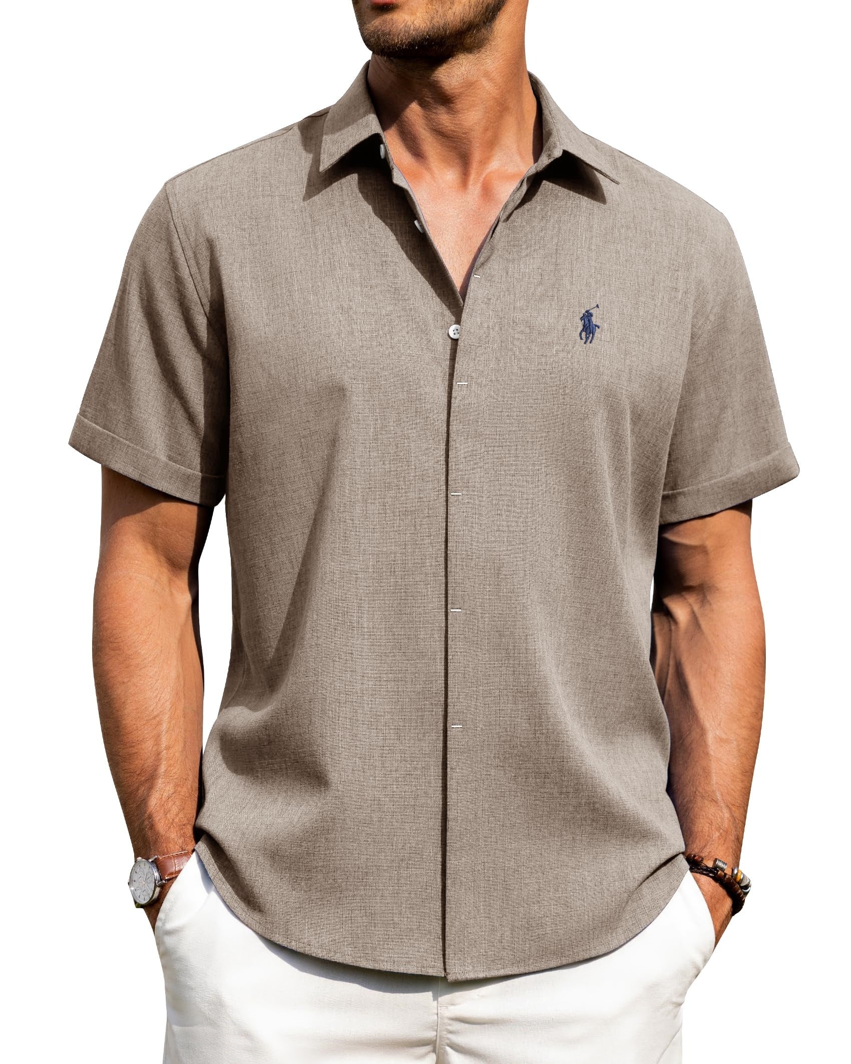 Men's Casual Cotton and Linen Shirt