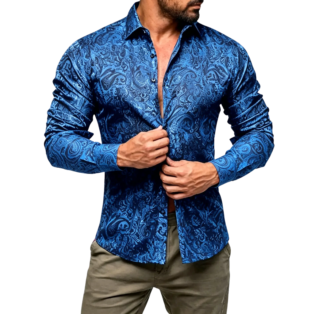AILISUS Black Men's Paisley Shirt Business Sunscreen Anti-wrinkle Formal Shirt Button Shirt Simple Commuter Men's Summer Tops Casual Longsleeves Casual Soft Fit