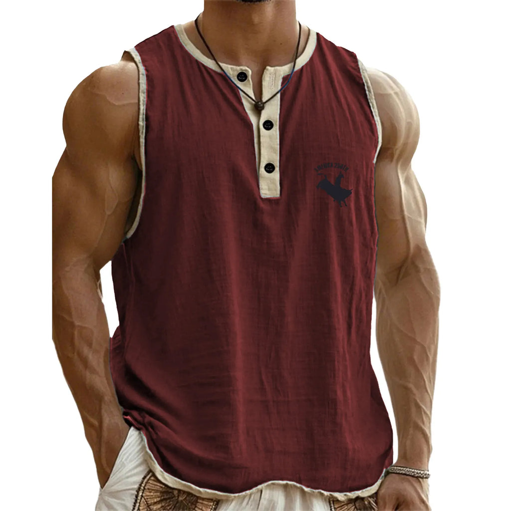 Men's Tank Top Vest Top Undershirt Sleeveless Shirt Sleeveless Henley Summer Plain