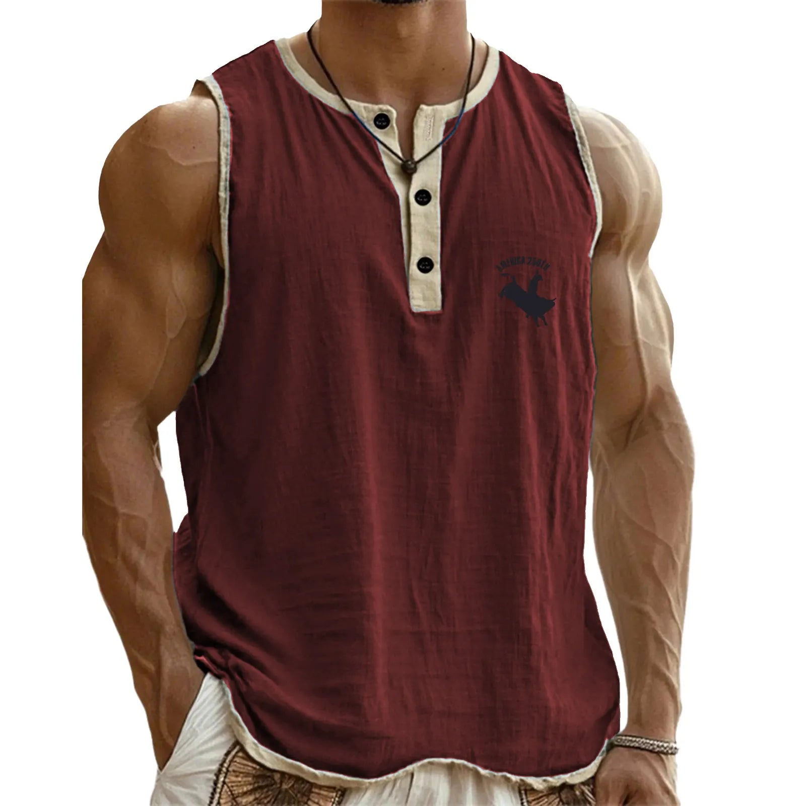 Men's Tank Top Vest Top Undershirt Sleeveless Shirt Sleeveless Henley Summer Plain