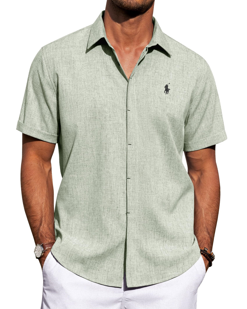 Men's Casual Cotton and Linen Shirt