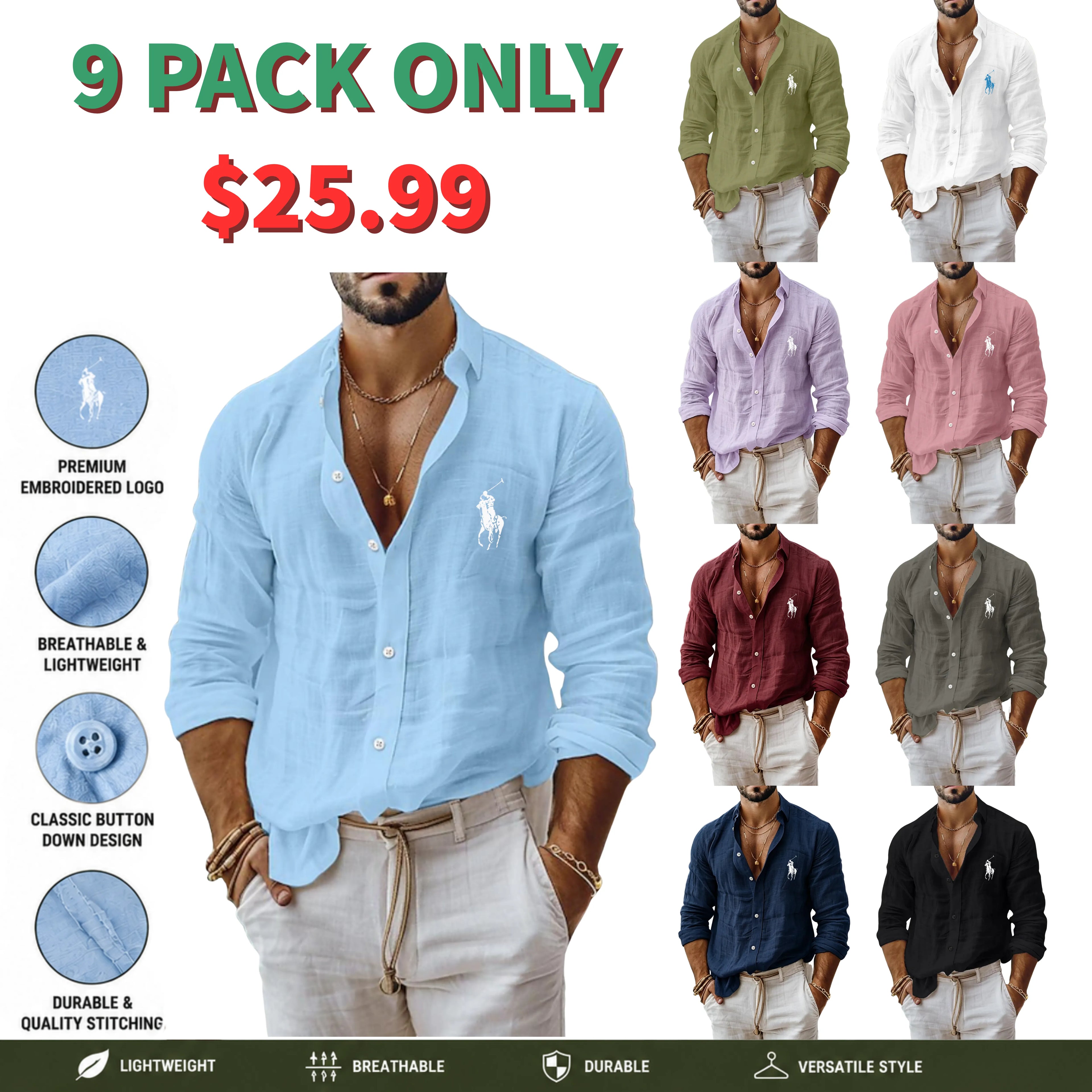 Men's Shirt Linen Shirt Summer Shirt Beach