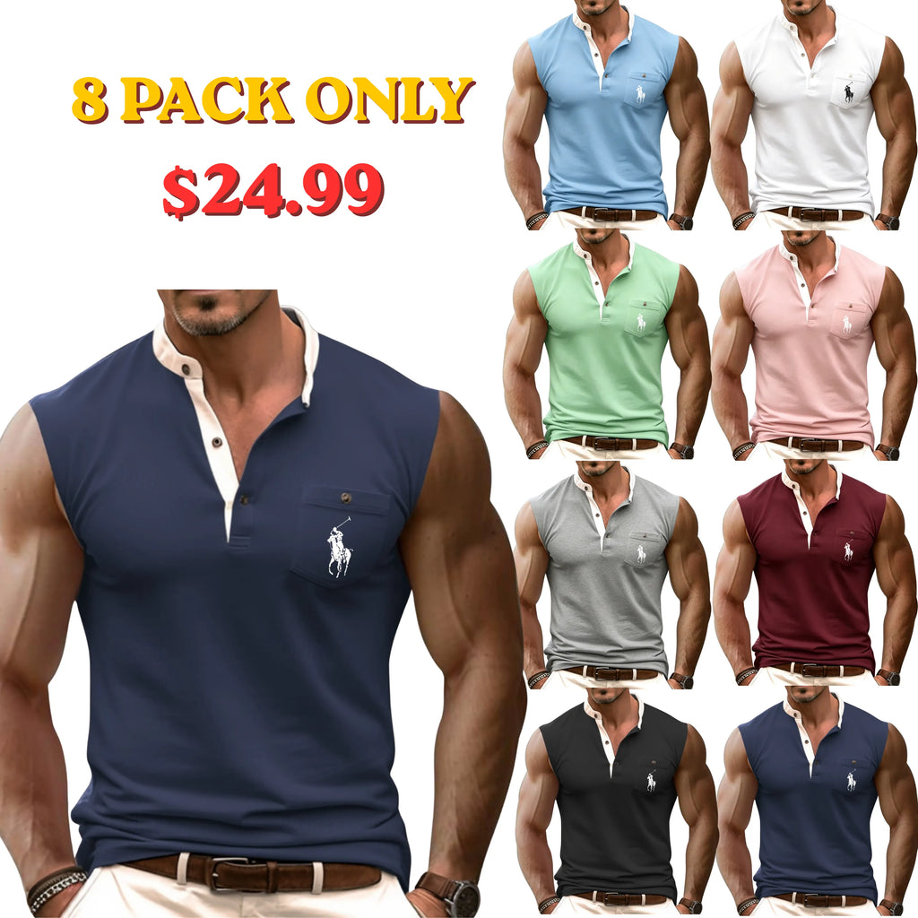 Men's Tank Top Henley Shirt Vest Top