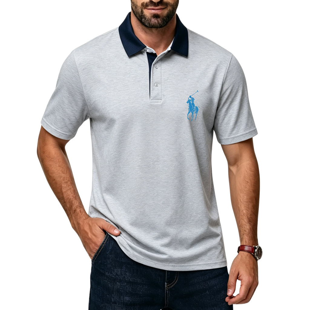 Men's Classic Polo Shirts Contrast Collar Short Sleeve Casual