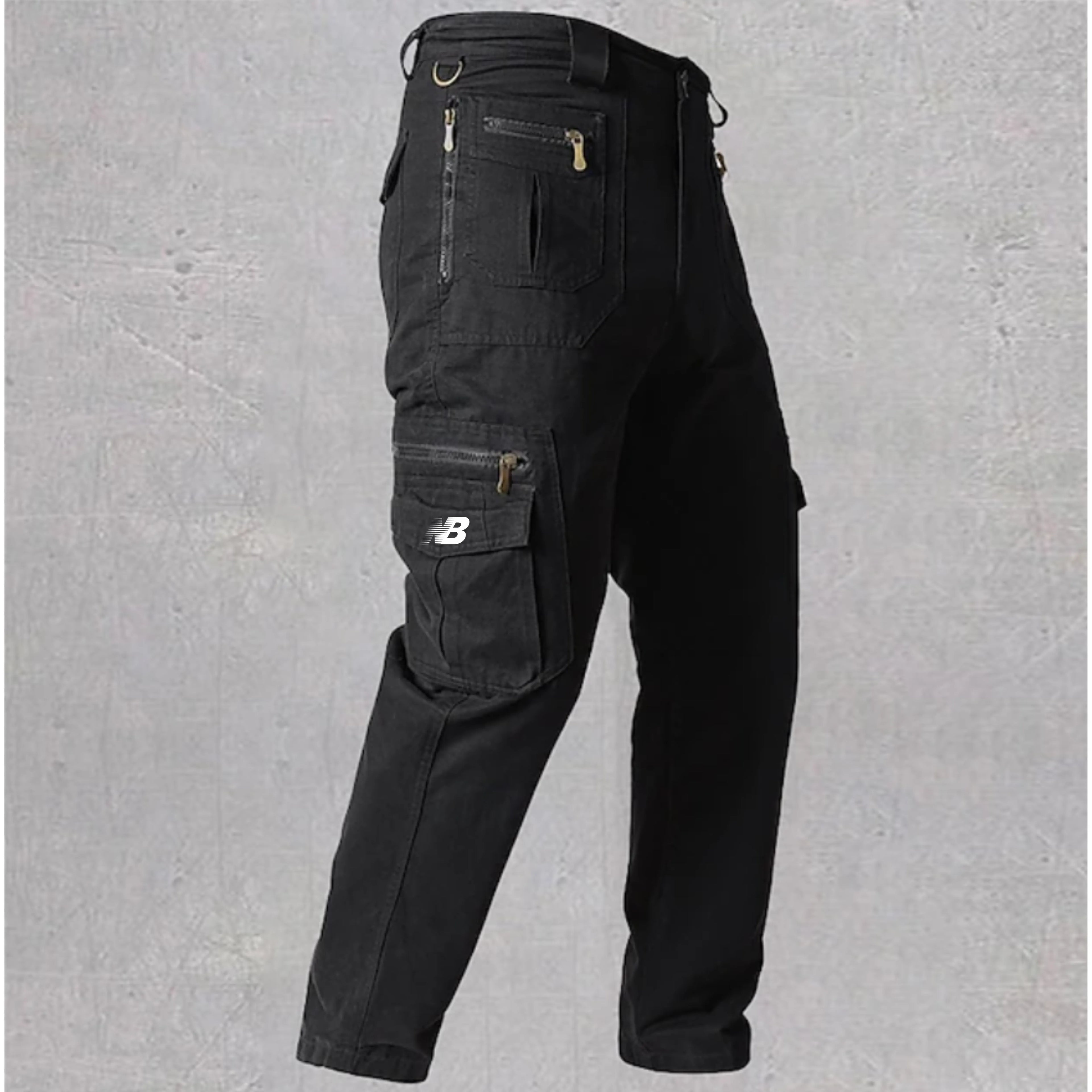 Men's work trousers  zip pockets multiple pockets  solid colour outdoor