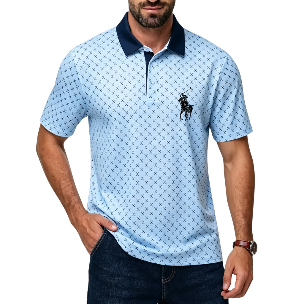 Men's Classic Polo Shirts Contrast Collar Short Sleeve Casual