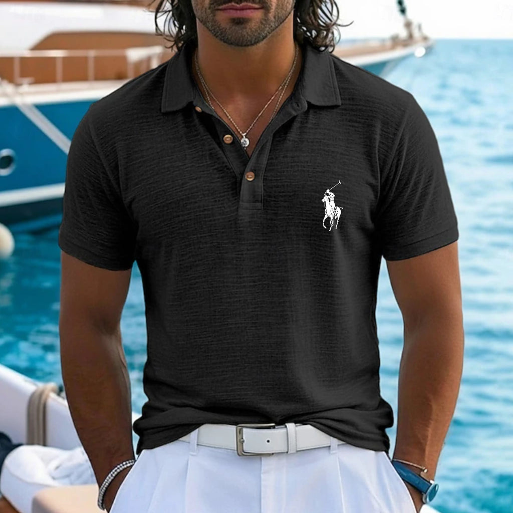 Men's Linen Polo Shirts Casual Vacation Classic Short Sleeve Vacation Fashion Plain