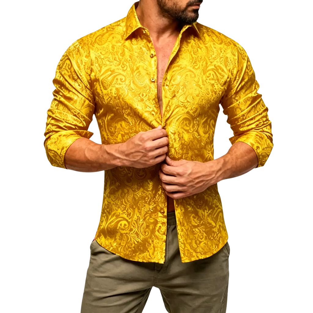 AILISUS Black Men's Paisley Shirt Business Sunscreen Anti-wrinkle Formal Shirt Button Shirt Simple Commuter Men's Summer Tops Casual Longsleeves Casual Soft Fit