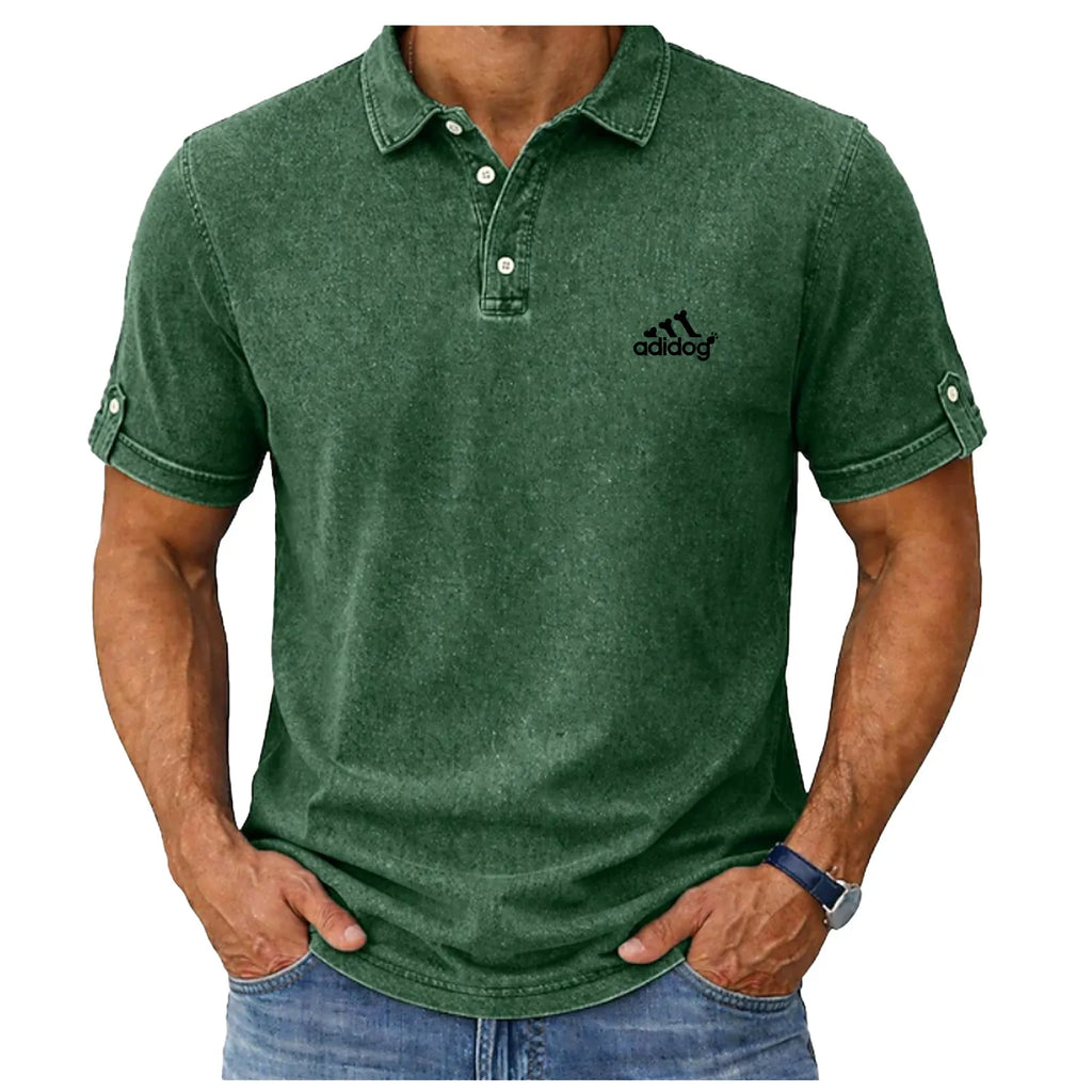 SoftFadeTM Men's Polo Shirts 100% Cotton Acid Wash Shirt Casual Holiday Lapel Short Sleeve