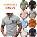 Men's Waffle Polo Shirts Zip Polo Casual Holiday Quarter Zip Short