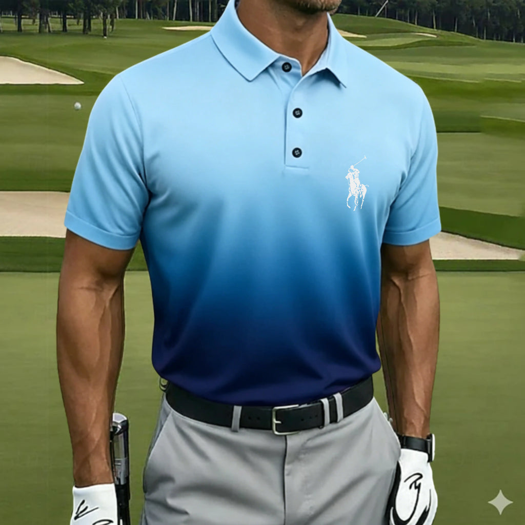 Men's Gradient Golf Sports Polo Shirts Short Sleeve Polo Shirts Collared