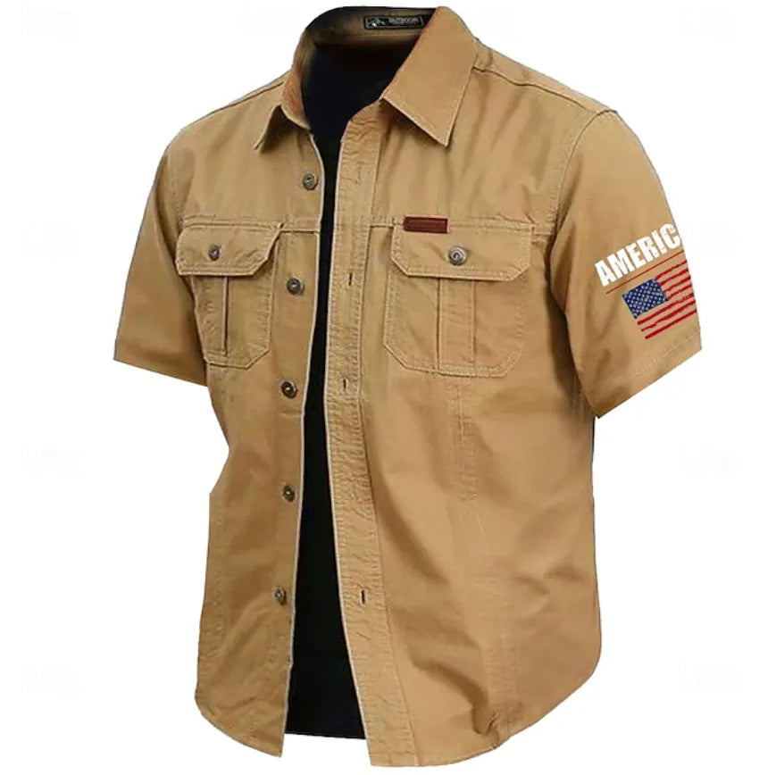 Men's 4th of July U.S. 250th Anniversary American Flag Cotton Work Shirts Western Shirt