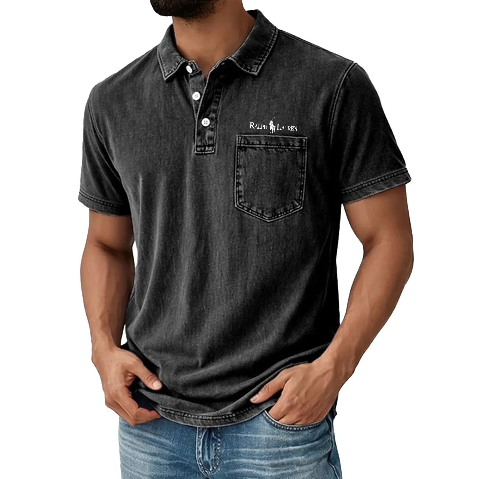 Men's Shirt Casual Shirt Denim Shirt Cotton Acid Wash Shirt