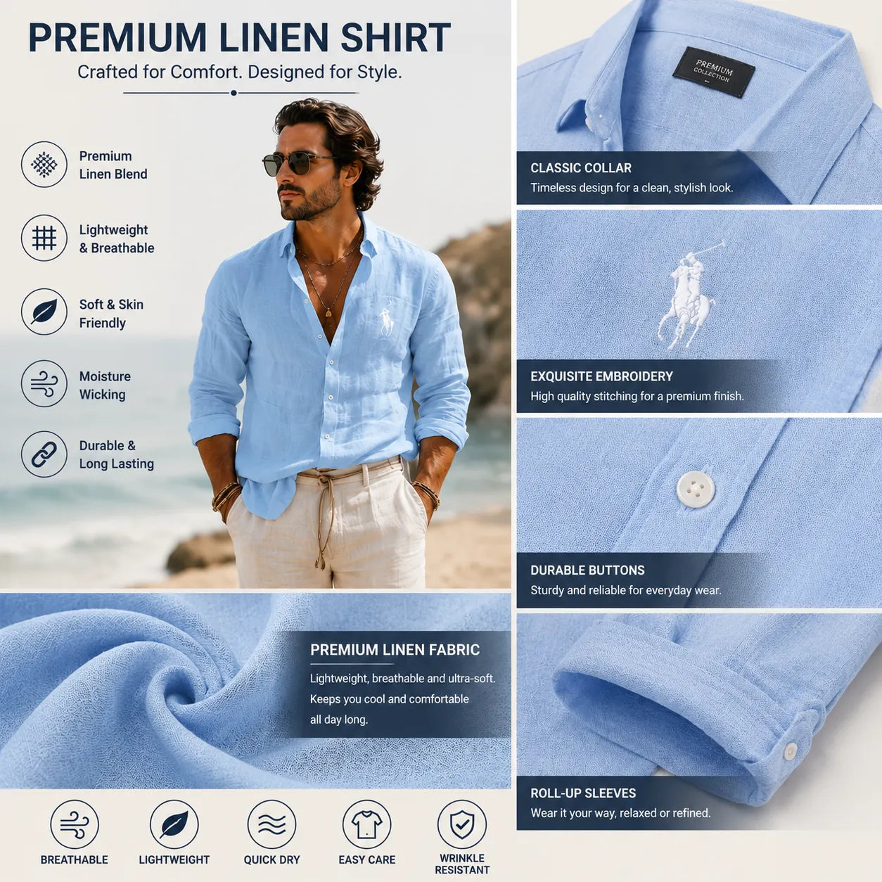 Men's Shirt Linen Shirt Summer Shirt Beach