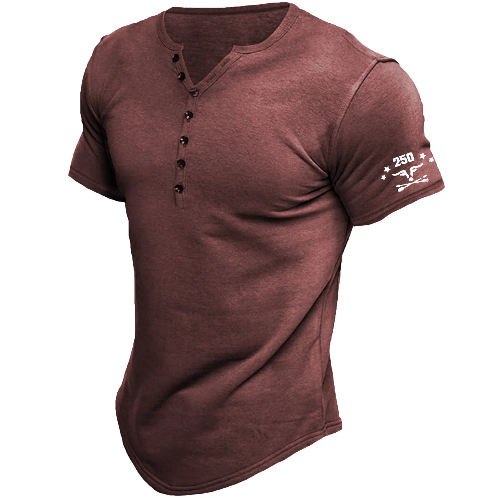 Men's T-shirt Tee Henley Top Short Sleeve Solid Color Simple Vintage Casual Button