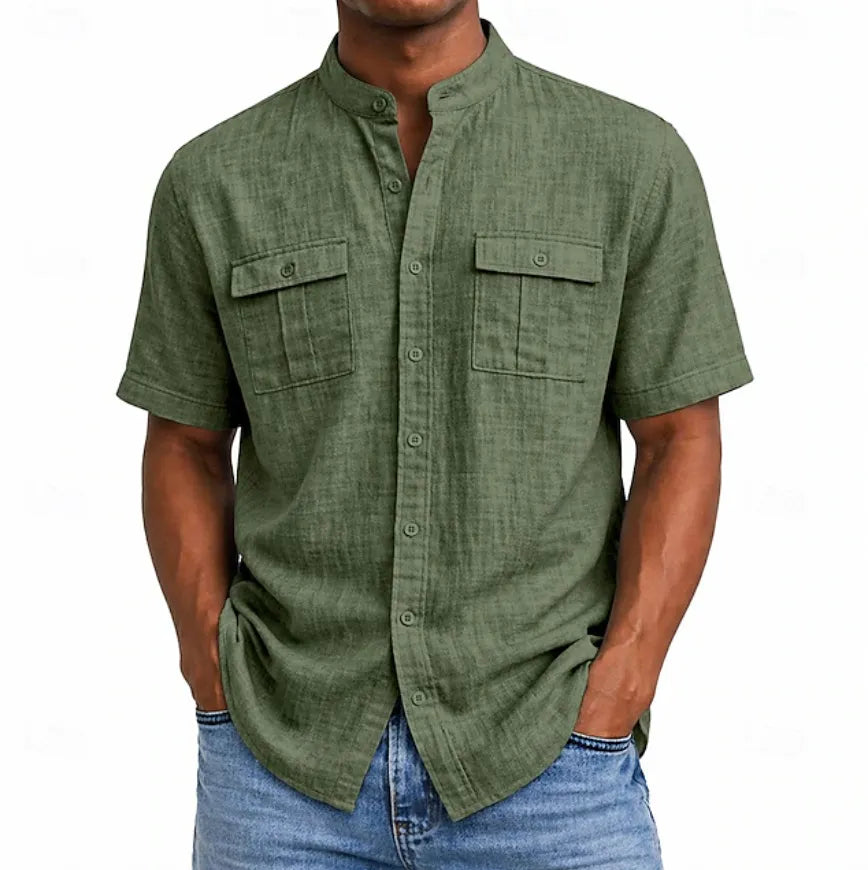 Men's Shirt Linen Shirt Summer Shirt Beach Wear Button Up Shirt Solid