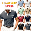 Men's Button Up Polos Cotton Polo Shirt Casual Holiday Lapel Ribbed Polo