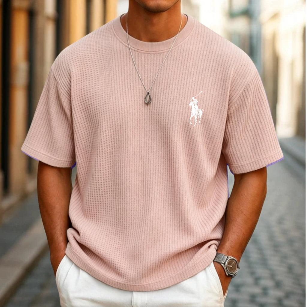 Men's Waffle T-shirt Tee Top Short Sleeve Crew Neck Summer