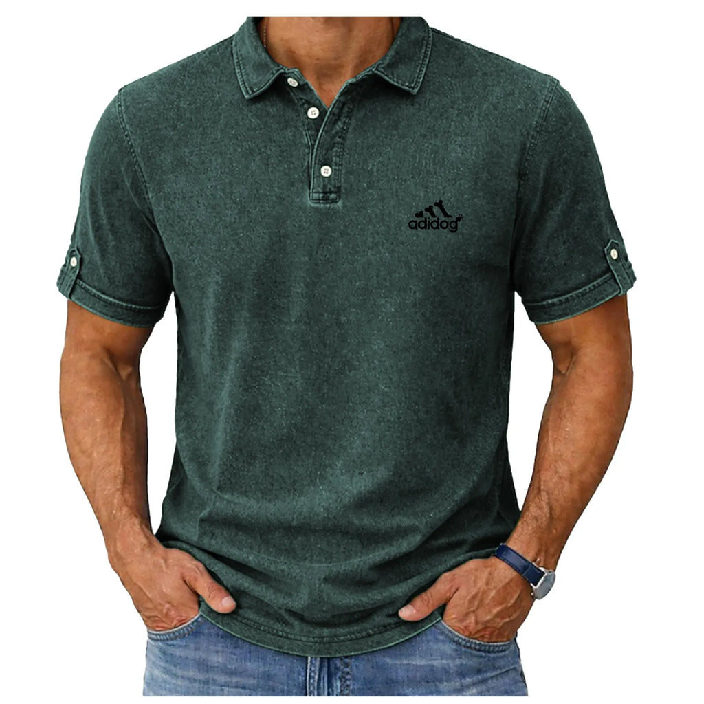 SoftFadeTM Men's Polo Shirts 100% Cotton Acid Wash Shirt Casual Holiday Lapel Short Sleeve
