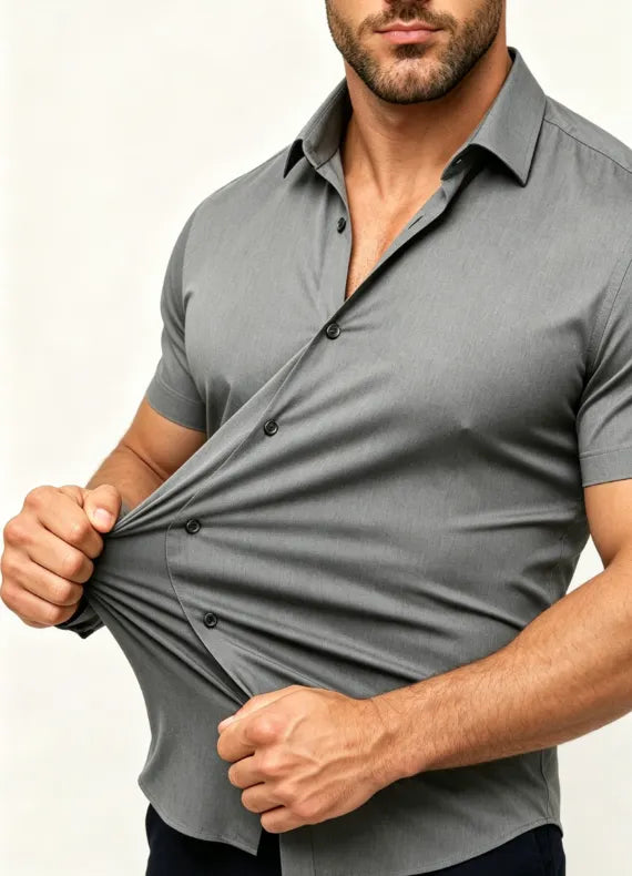 8-Pack Alimens&Gentle Men's Stretch Dress Shirts Short Sleeve Slim Fit Business Casual Button Down Shirts Muscle Fit Men's Dress Shirts Shortsleeve Menswear gifts for dad Top Plain