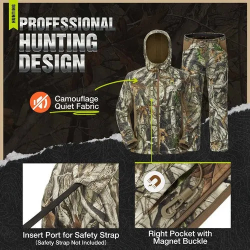 Men's Hunting Clothes,Silent Water Resistant Camo Hunting Suits
