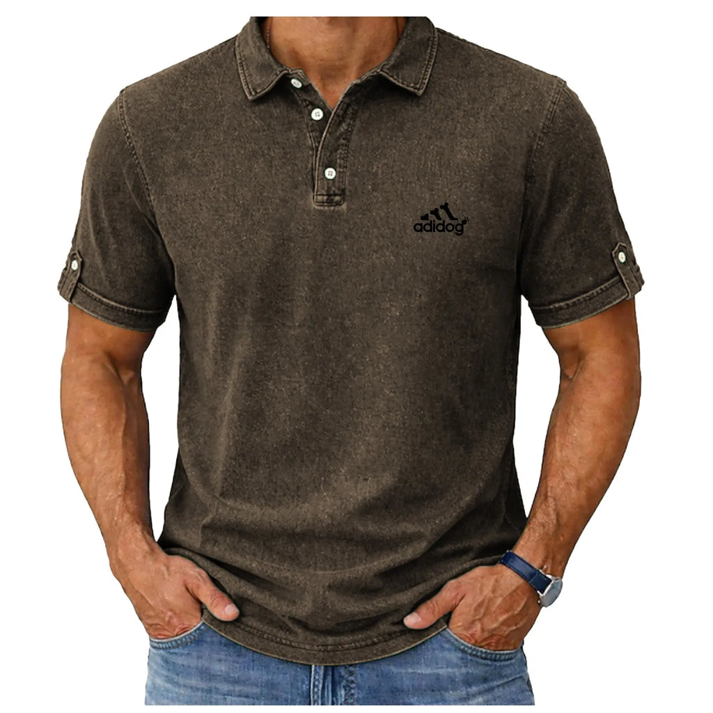 SoftFadeTM Men's Polo Shirts 100% Cotton Acid Wash Shirt Casual Holiday Lapel Short Sleeve