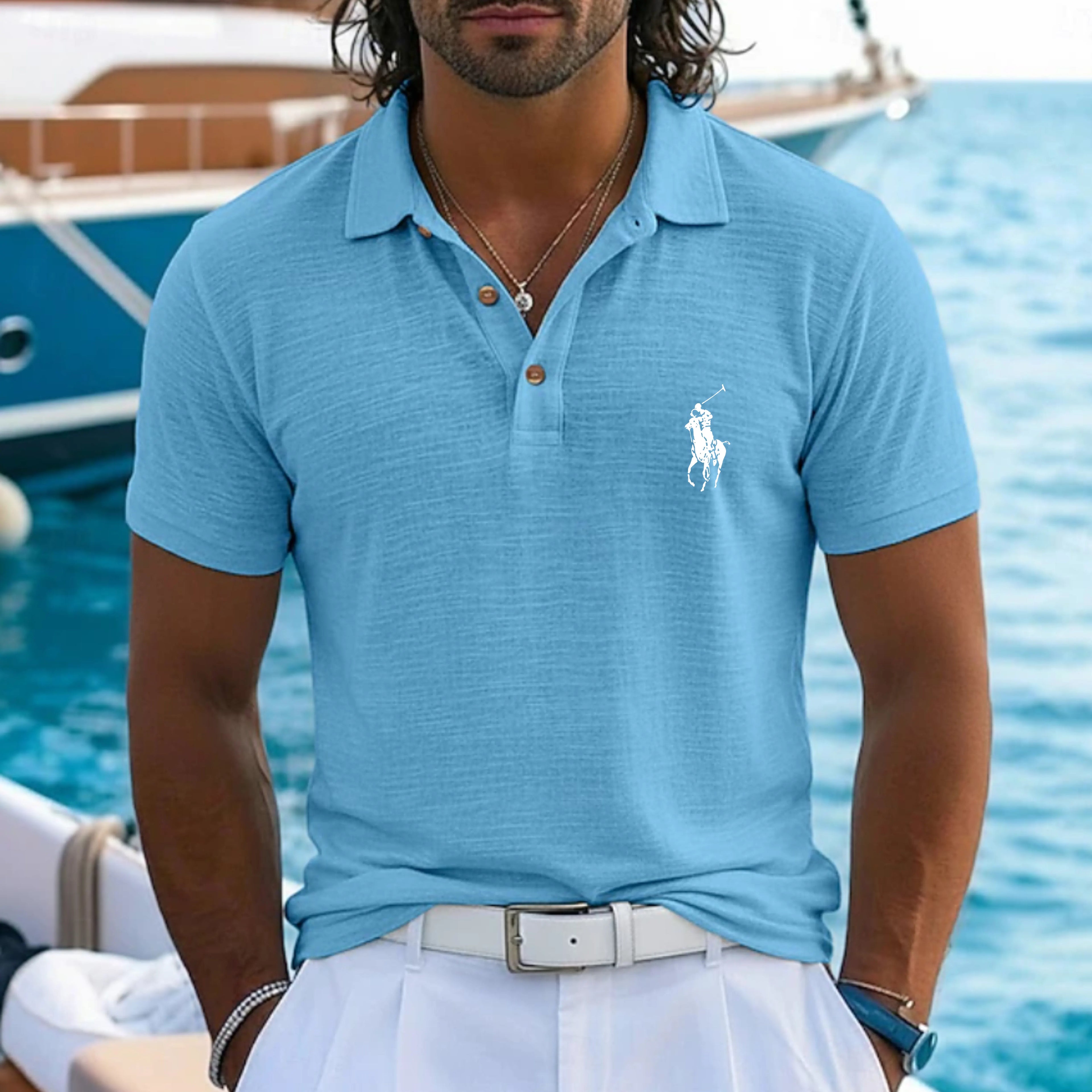 Men's Linen Polo Shirts Casual Vacation Classic Short Sleeve Vacation Fashion Plain