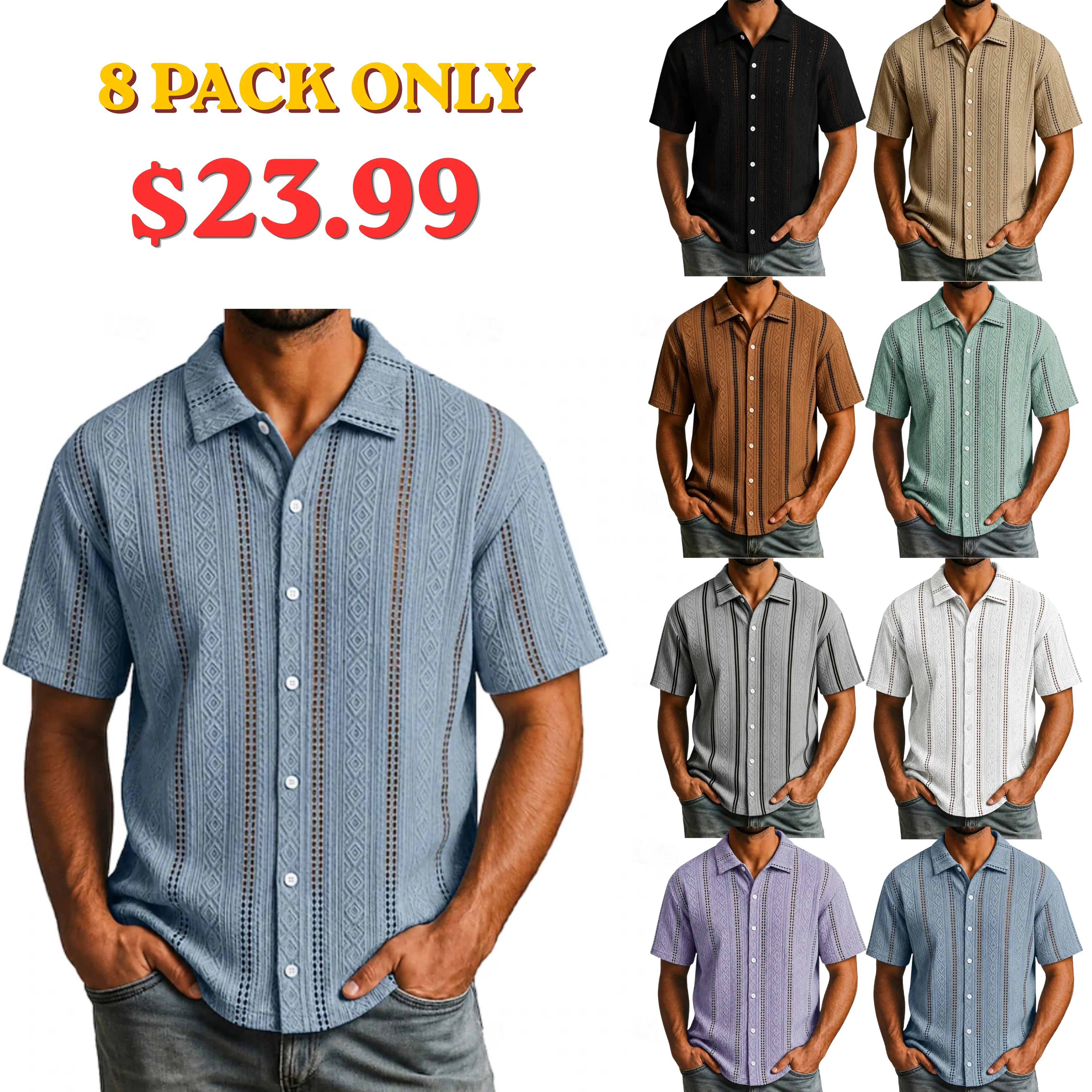 Men Shirt Texture Casual Shirt Button Up Shirt Jacquard Shirt