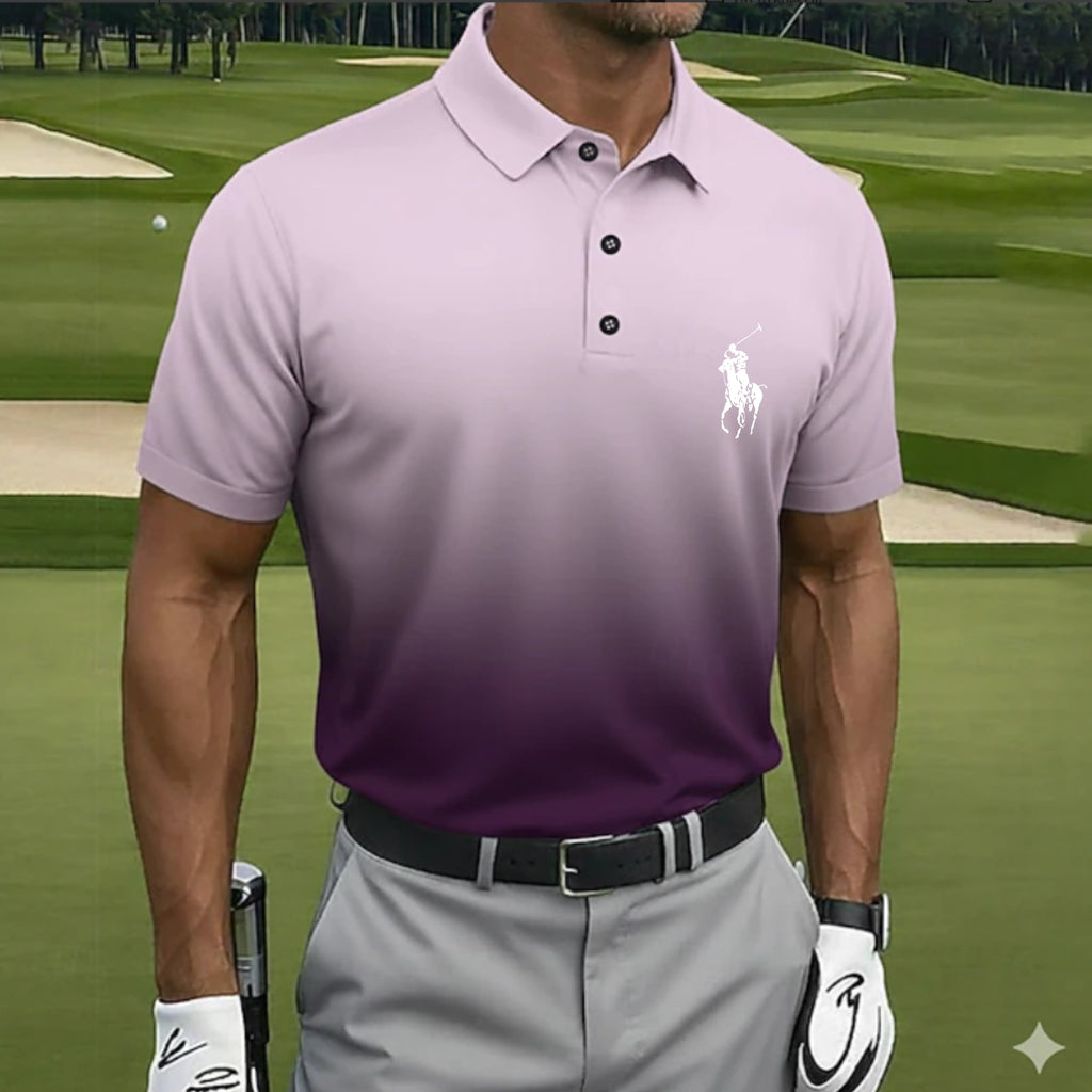Men's Gradient Golf Sports Polo Shirts Short Sleeve Polo Shirts Collared