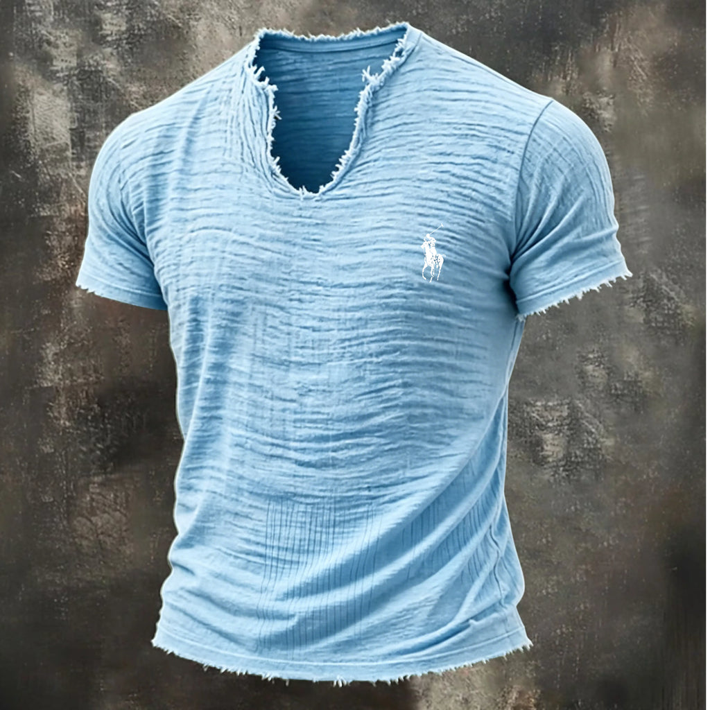 Men's T Shirt 100% Cotton T-Shirt Short Sleeve V Neck