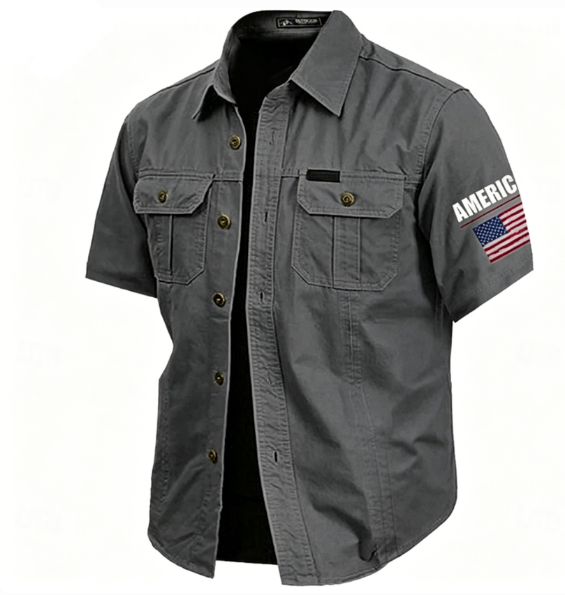 Men's 4th of July U.S. 250th Anniversary American Flag Cotton Work Shirts Western Shirt