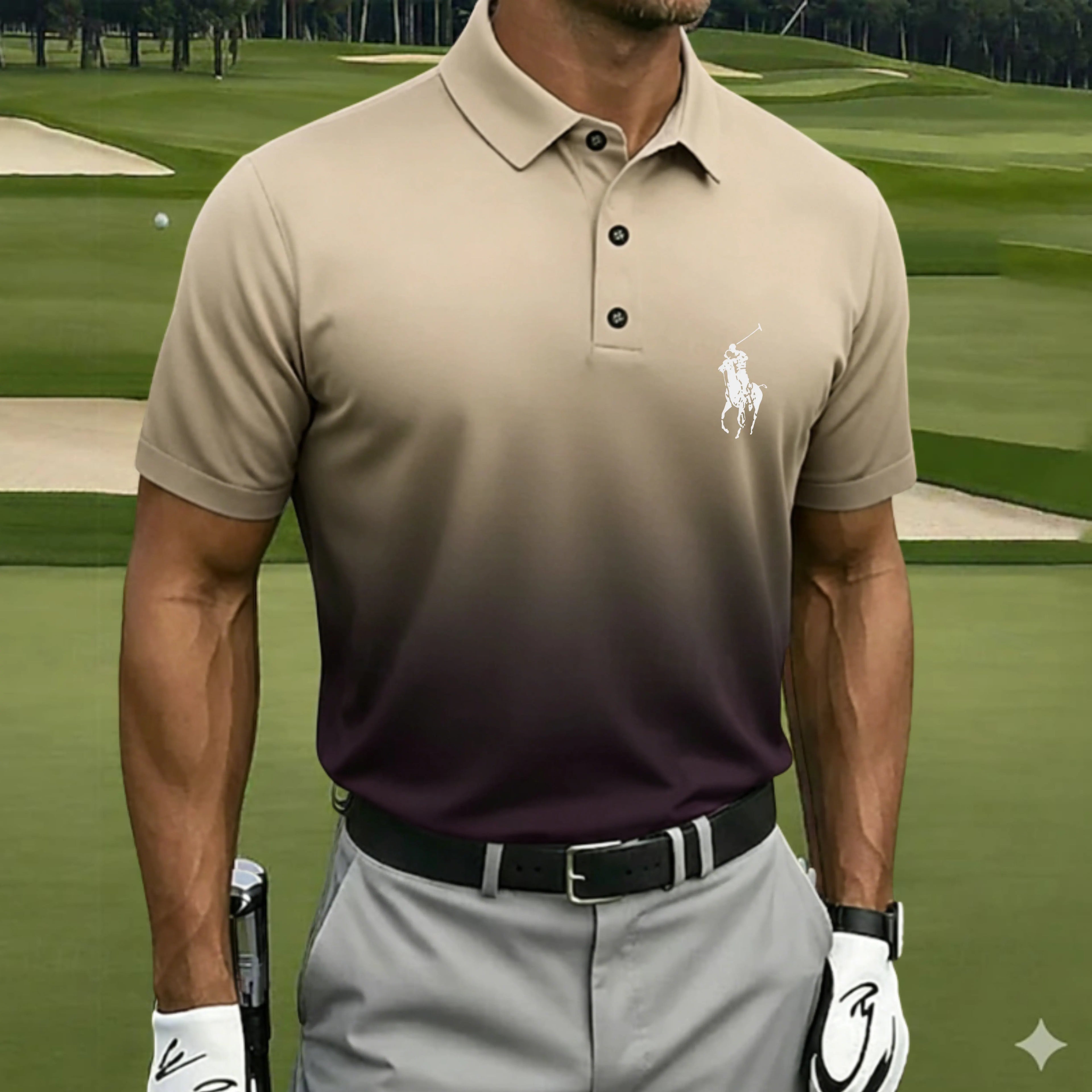 Men's Gradient Golf Sports Polo Shirts Short Sleeve Polo Shirts Collared