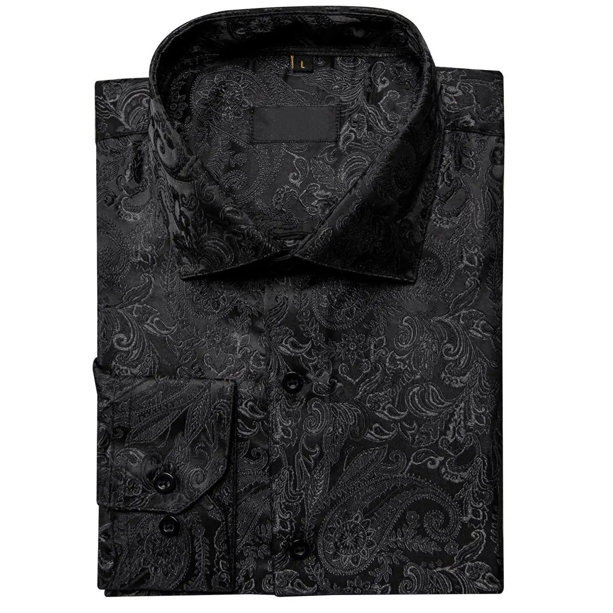 AILISUS Black Men's Paisley Shirt Business Sunscreen Anti-wrinkle Formal Shirt Button Shirt Simple Commuter Men's Summer Tops Casual Longsleeves Casual Soft Fit