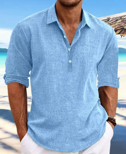 Men's linen shirt, summer shirt, beachwear, solid colour, casual holiday wear