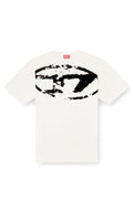 T-BOXT-N14 T-shirt with distressed flocked logo White/Black